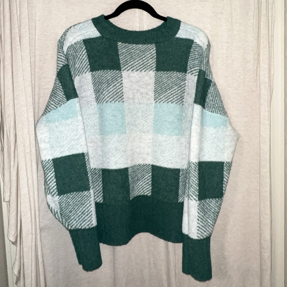 Plaid teal sweater